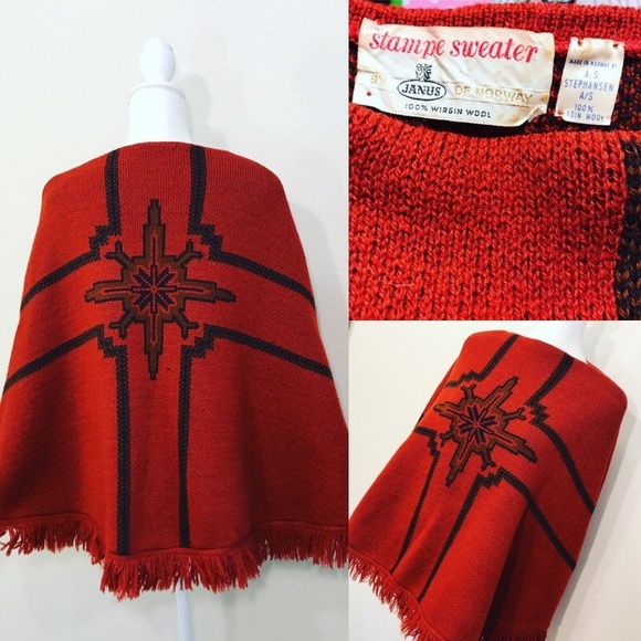 Stampe Sweater Janus of Norway Poncho 100% Wool - Picture 1 of 7